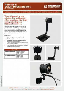 Hose Reel Swivel Mount Bracket Information Sheet