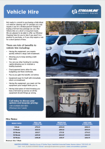 Sstreamline™ Hire Van Product Flyer