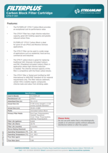 Filterplus® CF10-F-001 Carbon Block Pre-Filter Specification Sheet