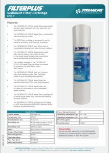 Filterplus® DF10-F Sediment 5micron Pre-Filter Specification Sheet